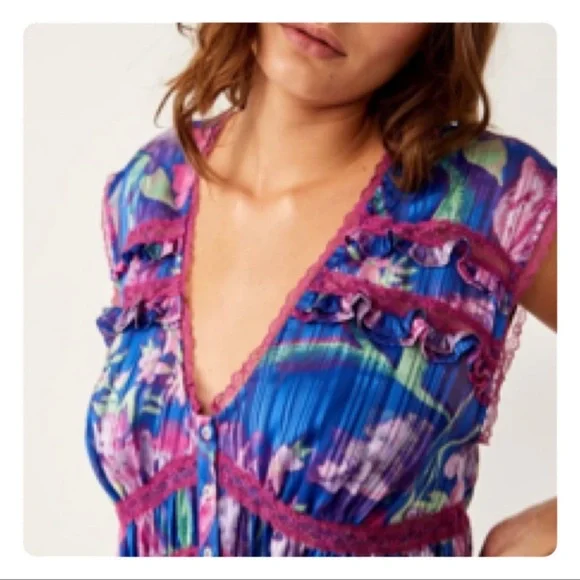 Free People SPRING FLING MINI DRESS SIZE LARGE - Picture 3 of 16